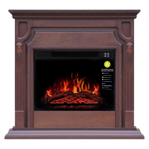 Класичний камінокомплект ArtiFlame TORONTO AF23S Горіх з ефектом полум'я зі звуком та обігрівом