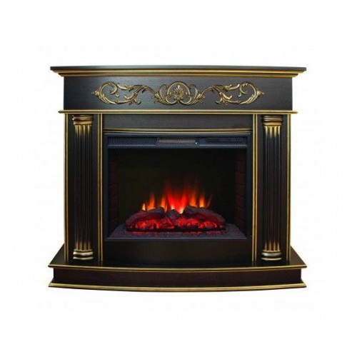 Фронтальний каминокомплект Fireplace Еврика Чорний ефект живого полум'я зі звуком і обігрівом