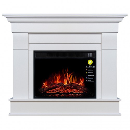 Кутовий камін ArtiFlame ALBION CORNER AF23S Білий б'янко з ефектом полум'я зі звуком і обігрівом