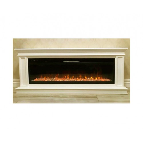 Лінійний камін Fireplace Роттердам Слонова кістка з ефектом живого полум'я зі звуком і обігрівом